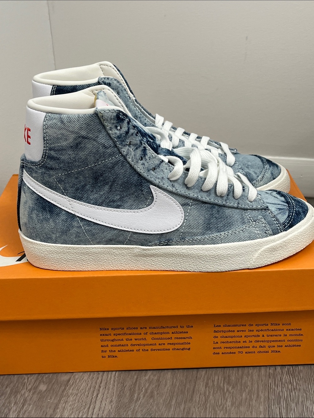Nike women’s blazer mid ‘77 multi color denim white sail sneakers size 8 new